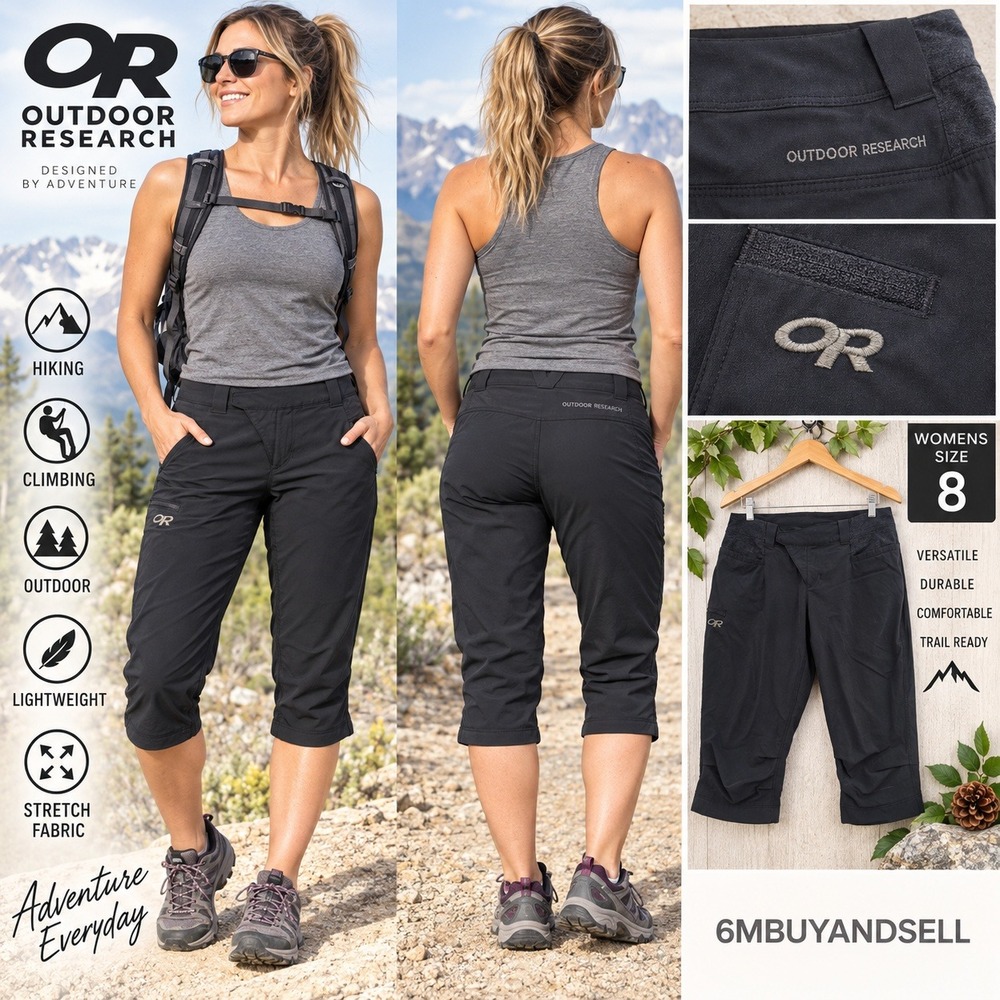 Outdoor Research Ferrosi Knickers Womens 8 Black Hiking Climbing Capri Pants